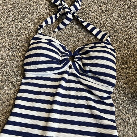 Fat Face Breton Hoop Ring Swimsuit Size US 2 Blue & White Stripe Adjustable New - Picture 5 of 9